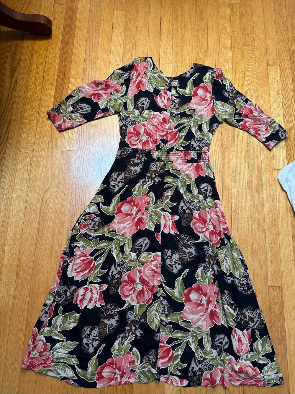 Vintage 90’s Anthony Mark Hankins Floral Midi Dress Pleated Waist Size 6 Rayon - Picture 3 of 9